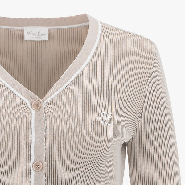 COLOR MATCHING V-NECK CARDIGAN(BEIGE)