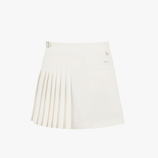 HALF-PLEATED SKIRT(WHITE)