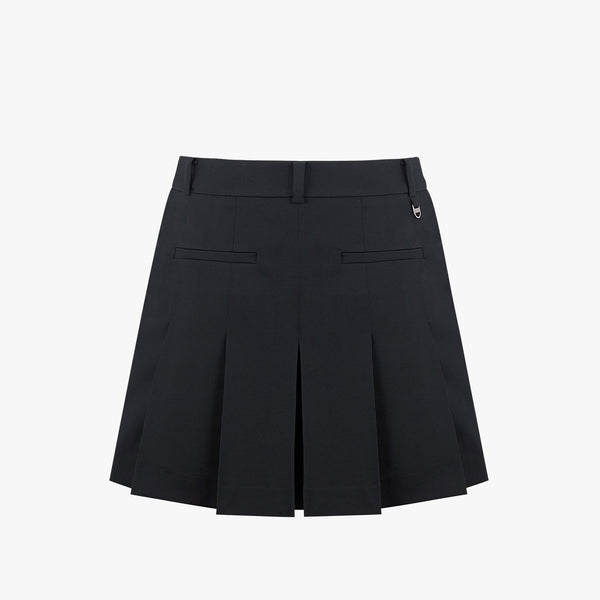 WIDE PLEATED SKIRT(BLACK)