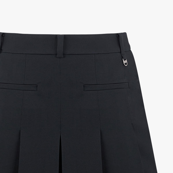 WIDE PLEATED SKIRT(BLACK)