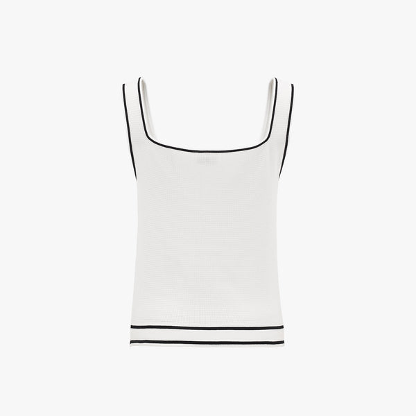 SQUARE-NECK RIBBON KNIT VEST(WHITE)