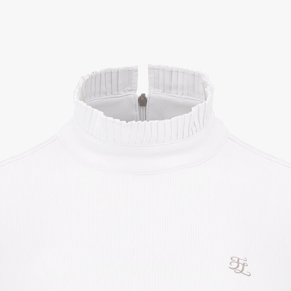 HALF HIGH-NECK FRILL SHIRT(WHITE)