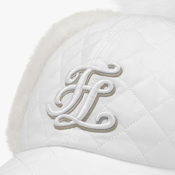 QUILTED EAR MUFF CAP (WHITE)