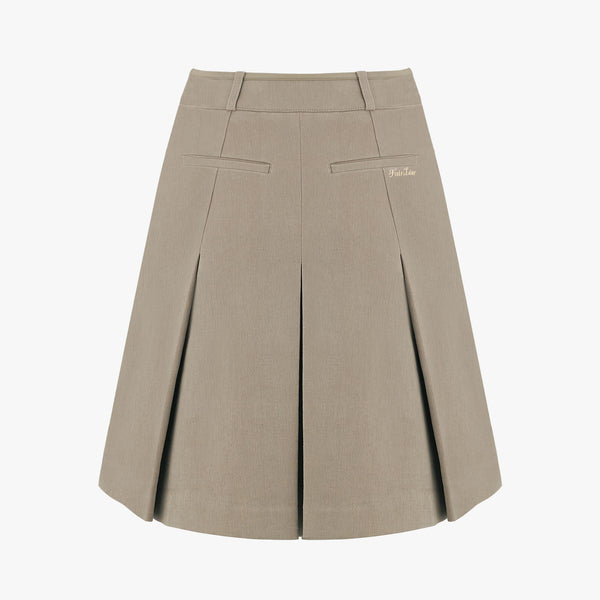 TWO-POCKET PLEATED FLEECE SKIRT(BEIGE)