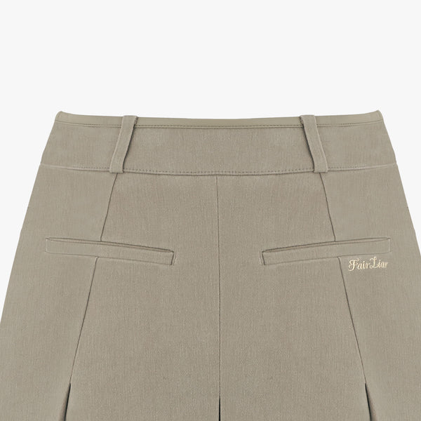 TWO-POCKET PLEATED FLEECE SKIRT(BEIGE)