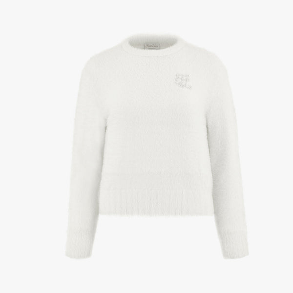 ROUND NECK LOGO WINDPROOF KNIT(IVORY)