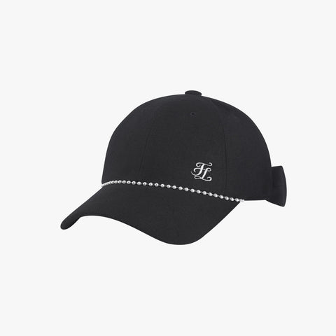 PEARL-CHAIN RIBBON CAP(BLACK)