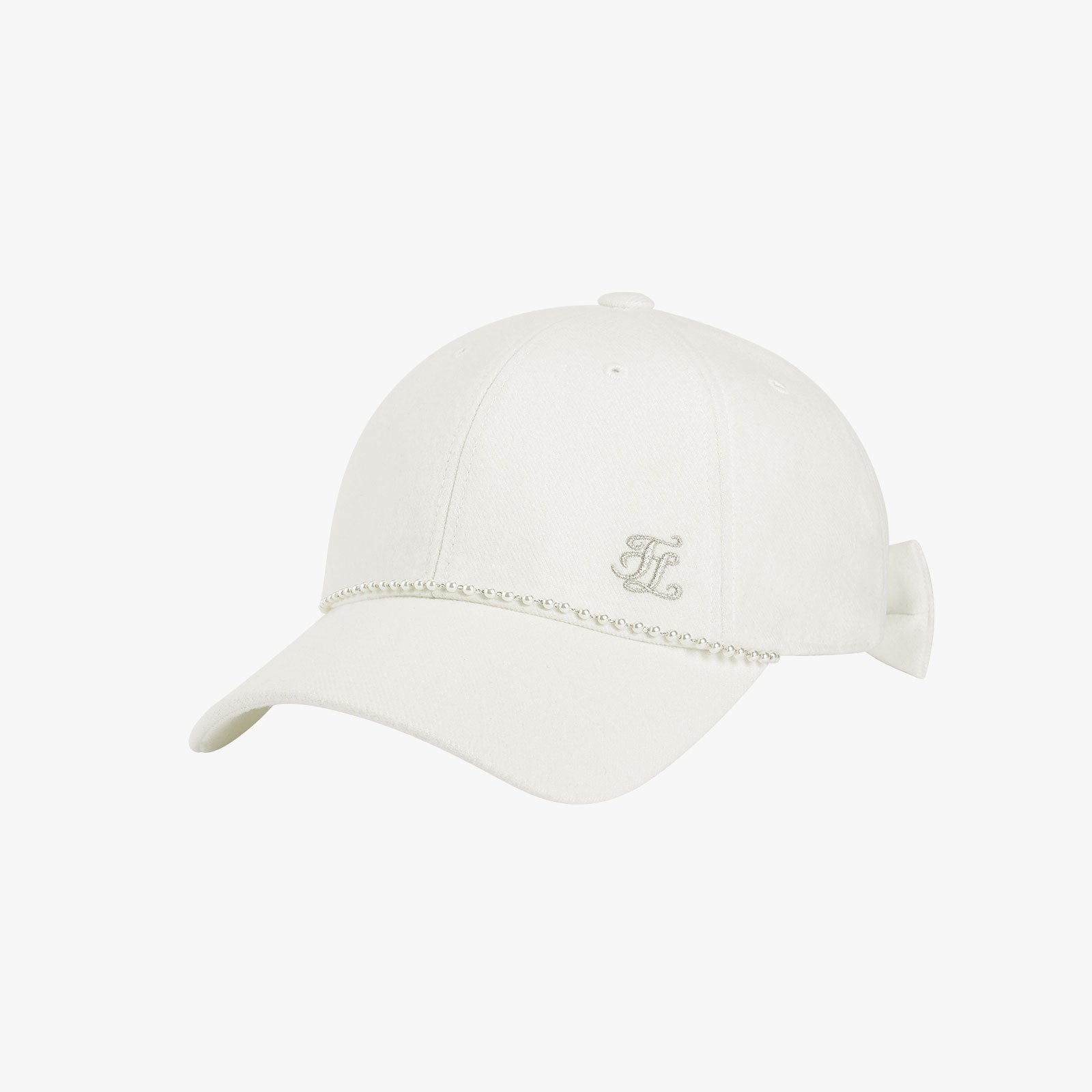 PEARL-CHAIN RIBBON CAP(WHITE)