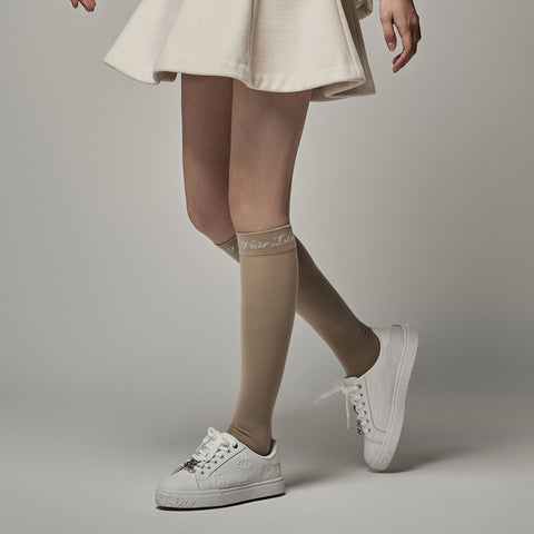 LOGO JACQUARD KNEE SOCKS(BEIGE)