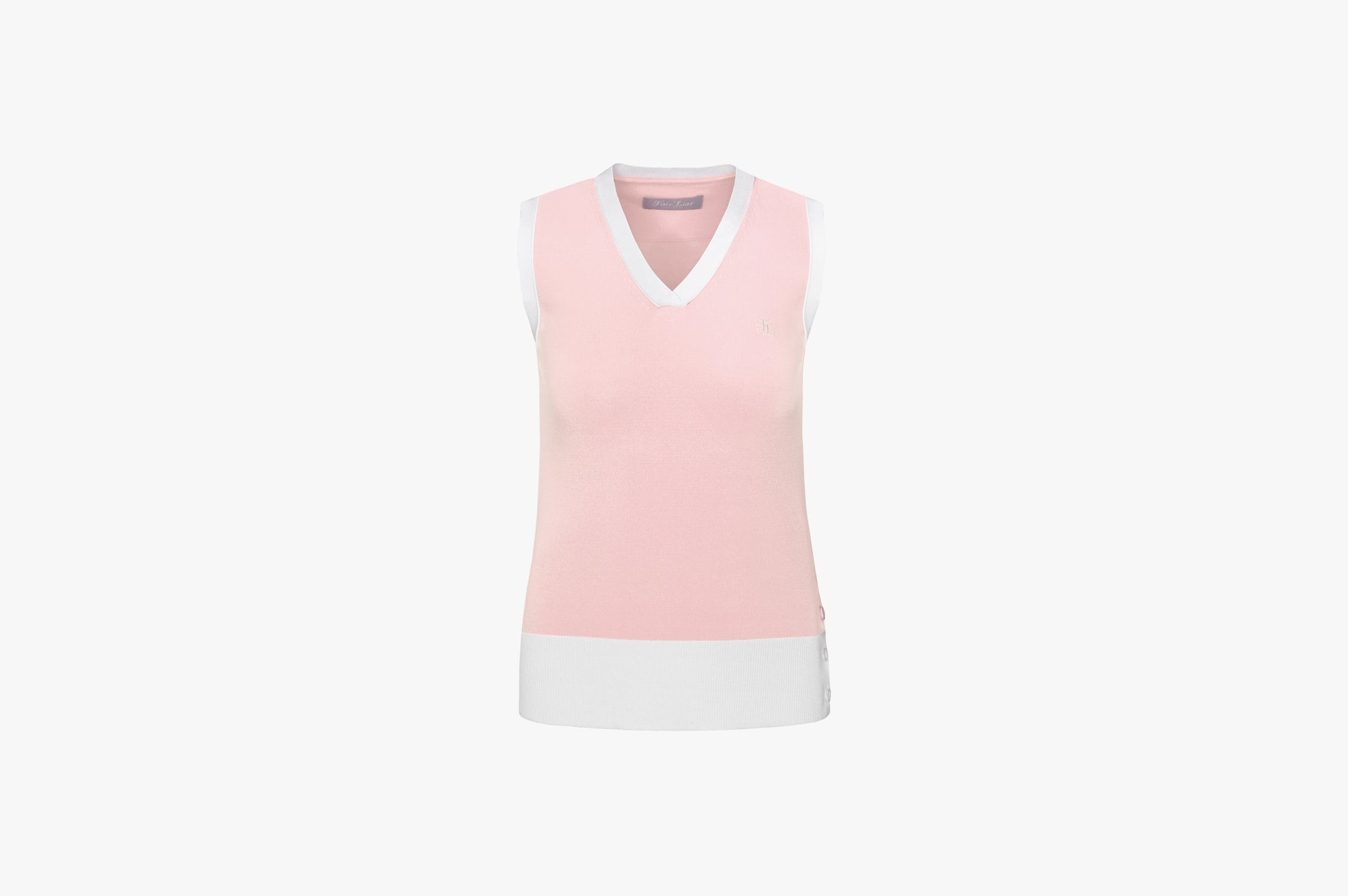 V Neck Knit Vest (Pink Coral)