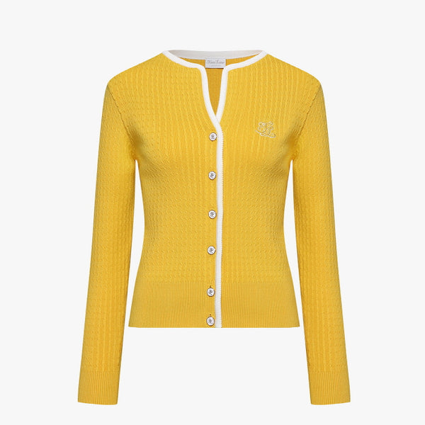 OPEN COLLAR CARDIGAN(YELLOW)