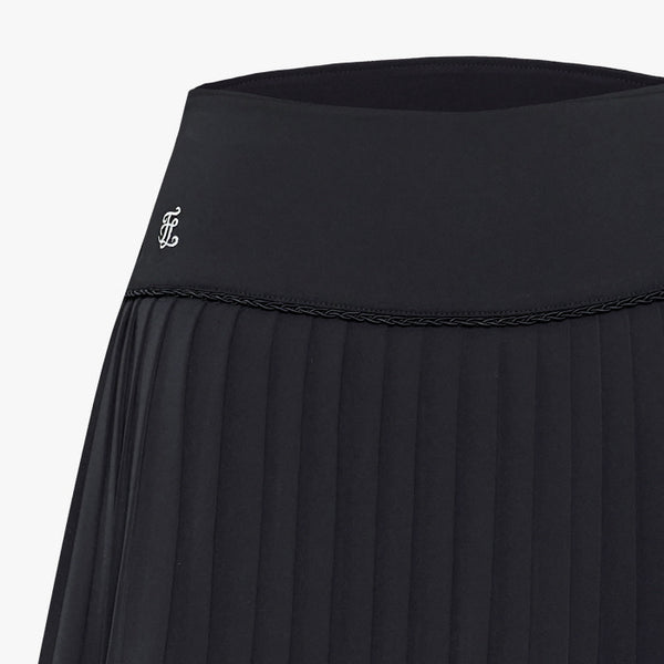 CHAIN FLARE PLEATES SKIRT(BLACK)