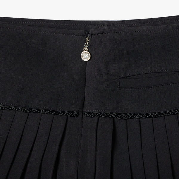 CHAIN FLARE PLEATES SKIRT(BLACK)