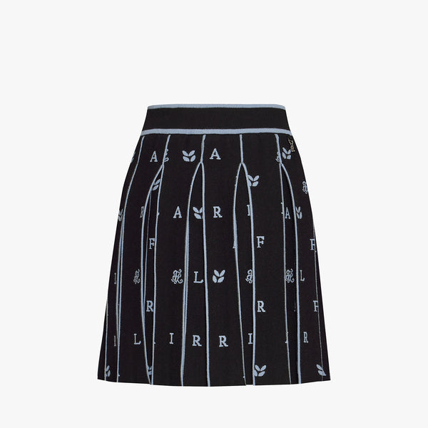 PLEATED JACQUARD KNIT SKIRT(BLACK)