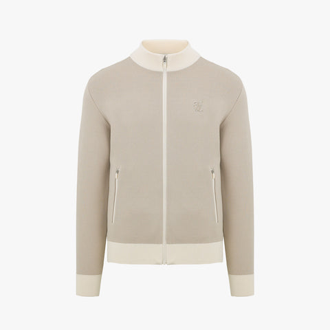 MEN'S HIGH-NECK ZIP-UP SWEATER(BEIGE)