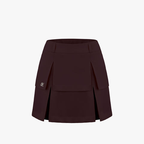 HIGH-WAIST LAYER SKIRT(BURGUNDY)