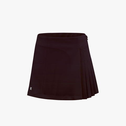 HALF-PLEATED SKIRT(BURGUNDY)