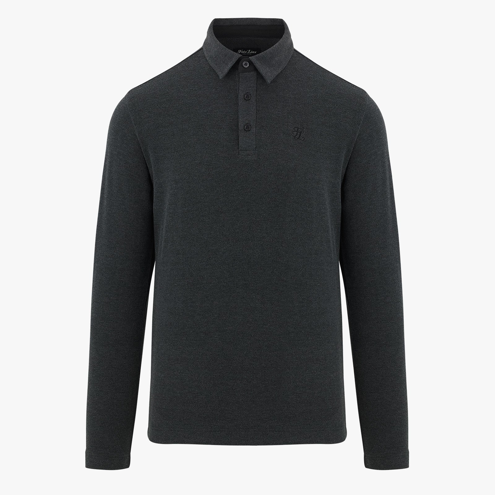 MEN'S WOVEN PATCH COLLAR SHIRT(CHARCOAL)