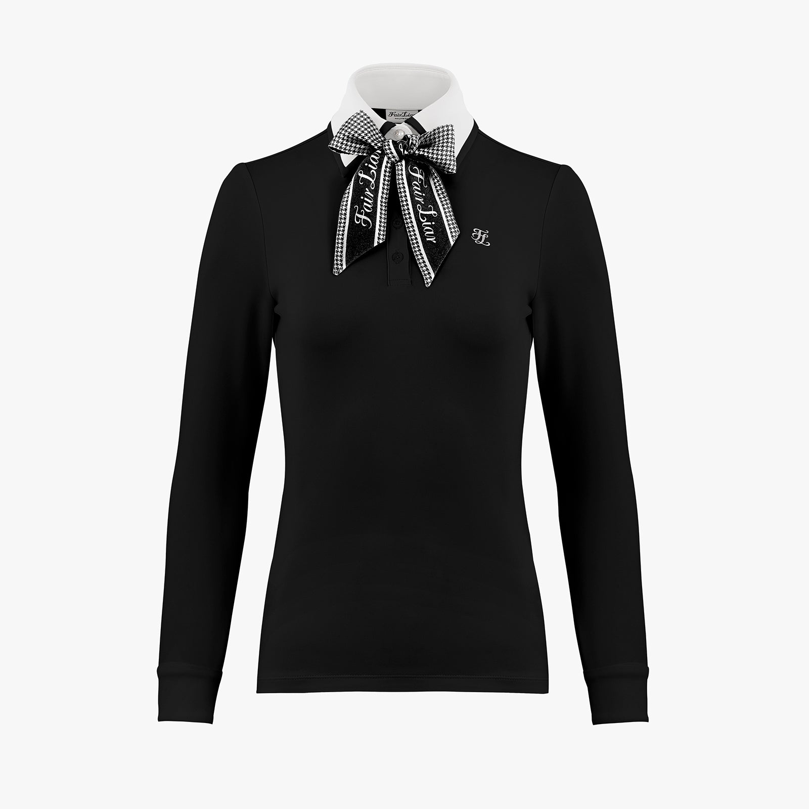 SCARF SET COLLAR COLOR-MATCHING T-SHIRT(BLACK)