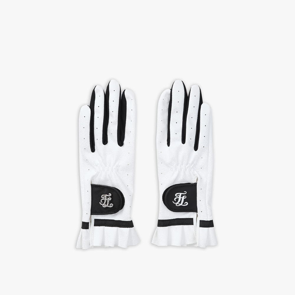 FRILLED CRYSTAL LOGO GLOVES(BLACK)