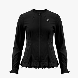 ROUND NECK PLEATED OUTERWEAR(BLACK)