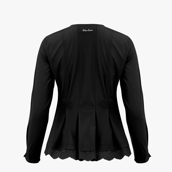 ROUND NECK PLEATED OUTERWEAR(BLACK)