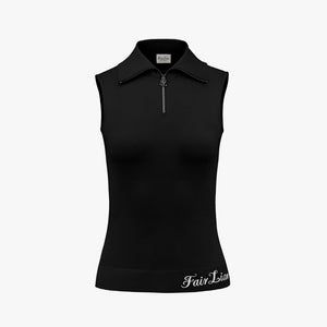 WIDE COLLAR SLEEVELESS KNIT(BLACK)