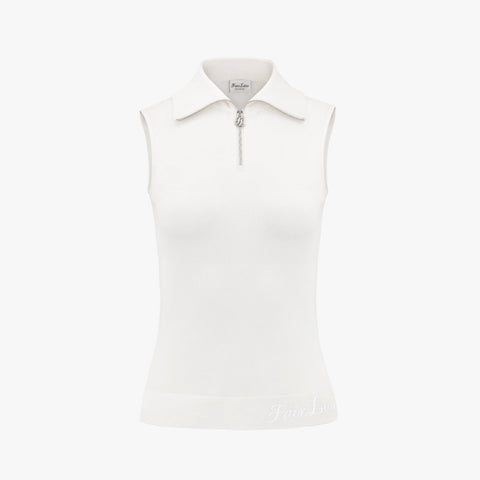 WIDE COLLAR SLEEVELESS KNIT(WHITE)