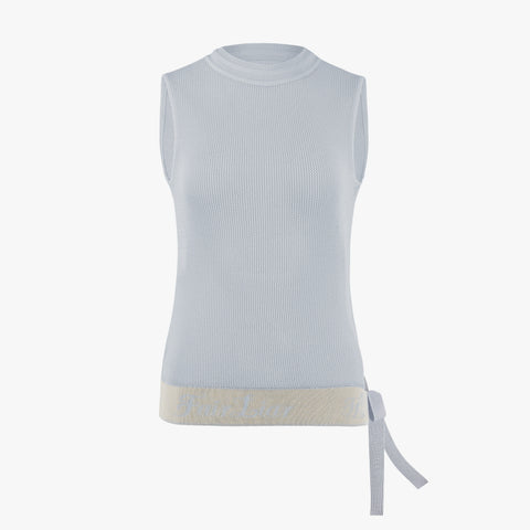 MESH ROUND-NECK SLEEVELESS KNIT(CERAMICS BLUE)