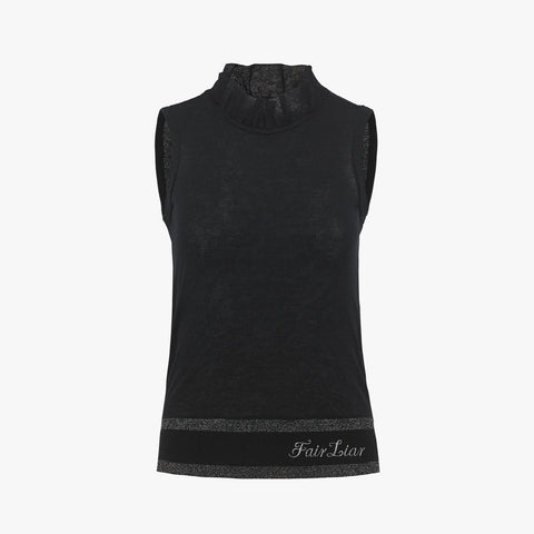 TULLE COLLAR SLEEVELESS KNIT(BLACK)