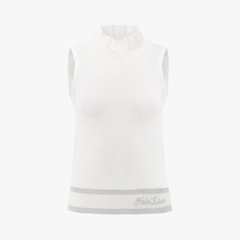 TULLE COLLAR SLEEVELESS KNIT(WHITE)