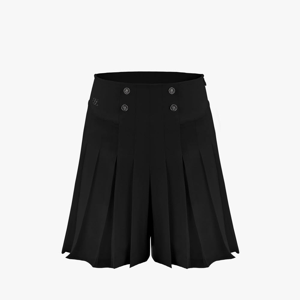 HALF-LONG PLEATED CULOTTE PANTS(BLACK)