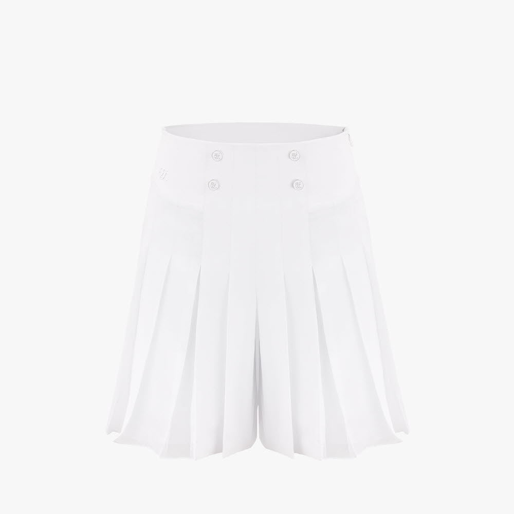 HALF-LONG PLEATED CULOTTE PANTS(WHITE)