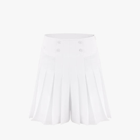 HALF-LONG PLEATED CULOTTE PANTS(WHITE)