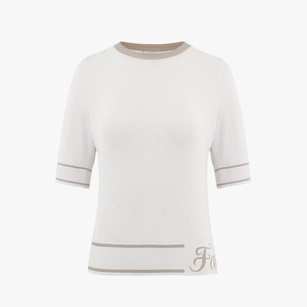 DIAMOND ROUND-NECK KNIT(WHITE)