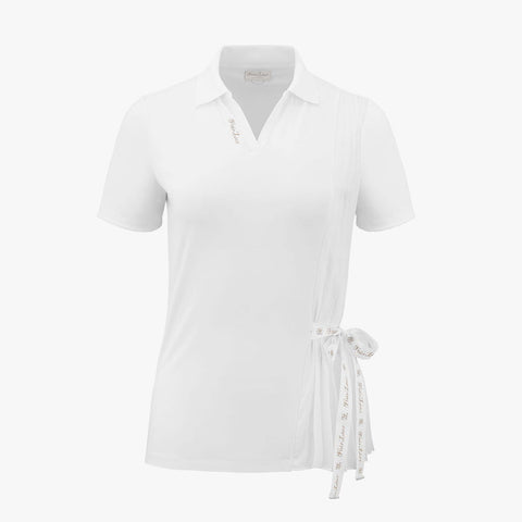 PLEATED RIBBON T-SHIRT(WHITE)