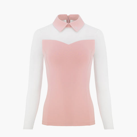 COLOR BLOCK T-SHIRT WITH COOL SLEEVES(PINK CHORAL)