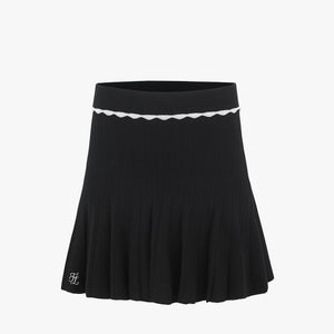 FRILL PLEATS KNIT SKIRT(BLACK)