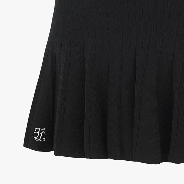 FRILL PLEATS KNIT SKIRT(BLACK)