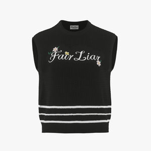 FLORAL LOGO KNIT VEST(BLACK)