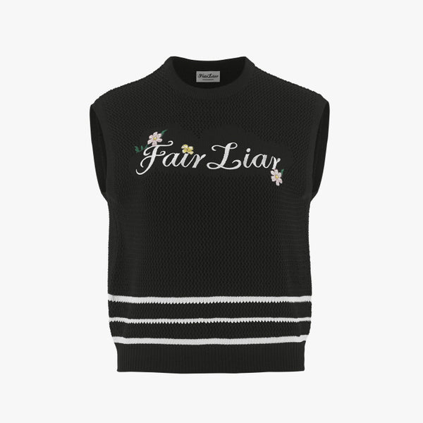 FLORAL LOGO KNIT VEST(BLACK)