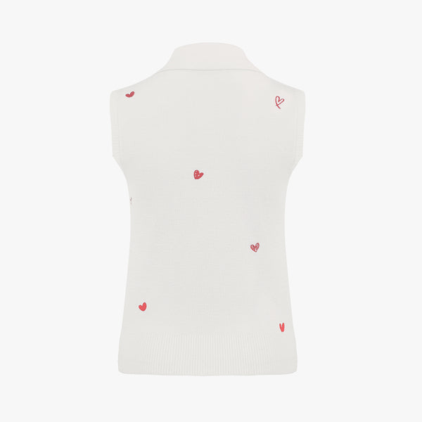 HEART COLLAR KNIT VEST(WHITE)