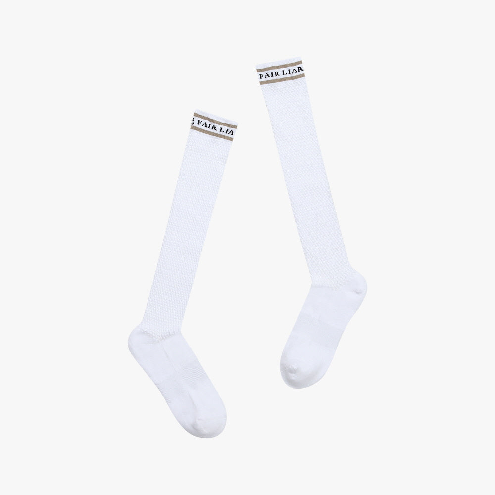 WAFFLE KNEE SOCKS(WHITE)