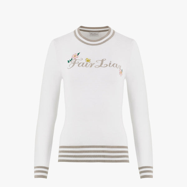 FLORAL LOGO ROUND KNIT(WHITE)