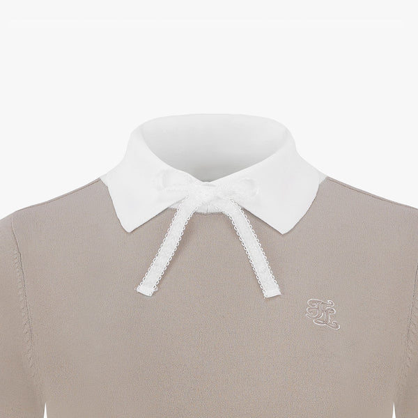 RIBBON POINT COLLAR KNIT(BEIGE)