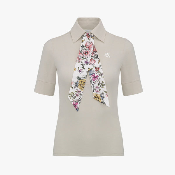 FLORAL SCARF SET T-SHIRT(BEIGE)