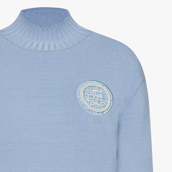 WINDPROOF TURTLENECK CROP KNIT(CERAMICS BLUE)