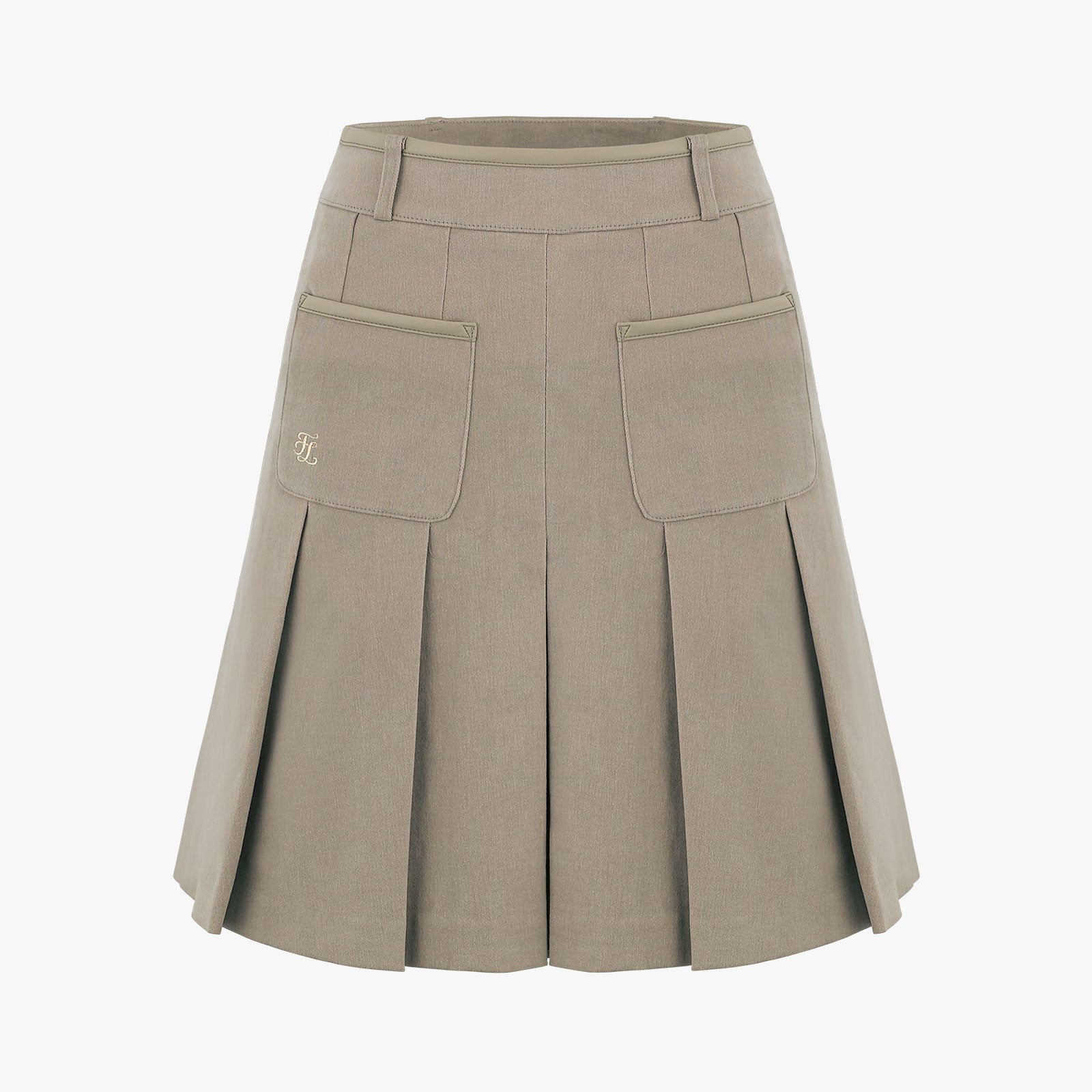 TWO-POCKET PLEATED FLEECE SKIRT(BEIGE)