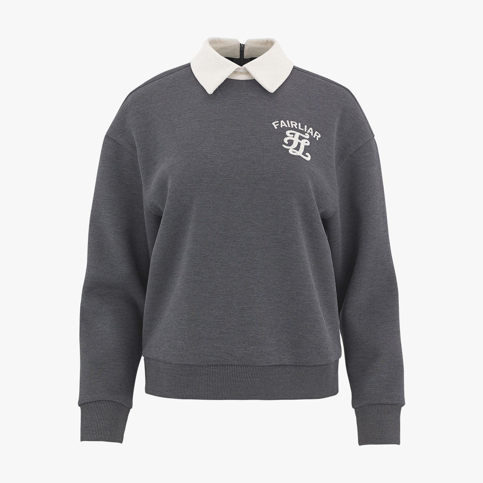 COLOR BLOCK COLLAR BOURGEOIS PULLOVER(GRAY)